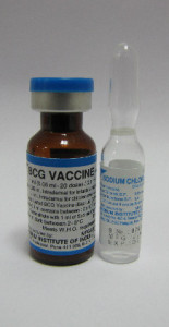 A bottle containing BCG vaccine